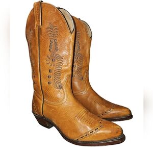 Boulet Women's Leather Embroidered Western Cowboy Boots Size 6.5